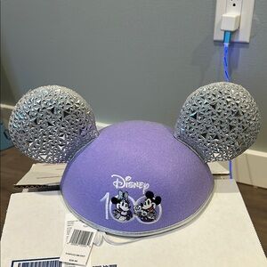 NWT Disney 100 Purple and Silver Mickey Mouse Ears Hat
